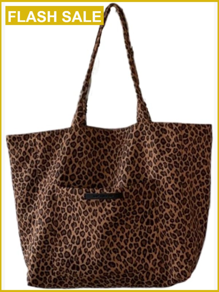 Large Reversible Tote Bag Leopard Print Shoulder Purse
